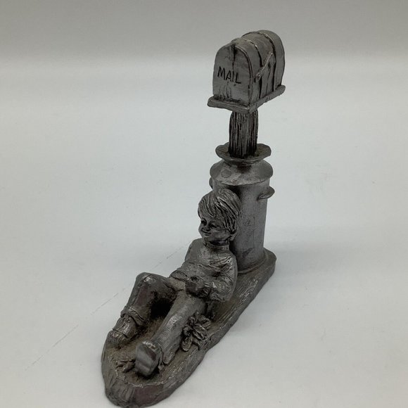 Michael Ritter Vintage Pewter Boy at Mailbox - Picture 4 of 12